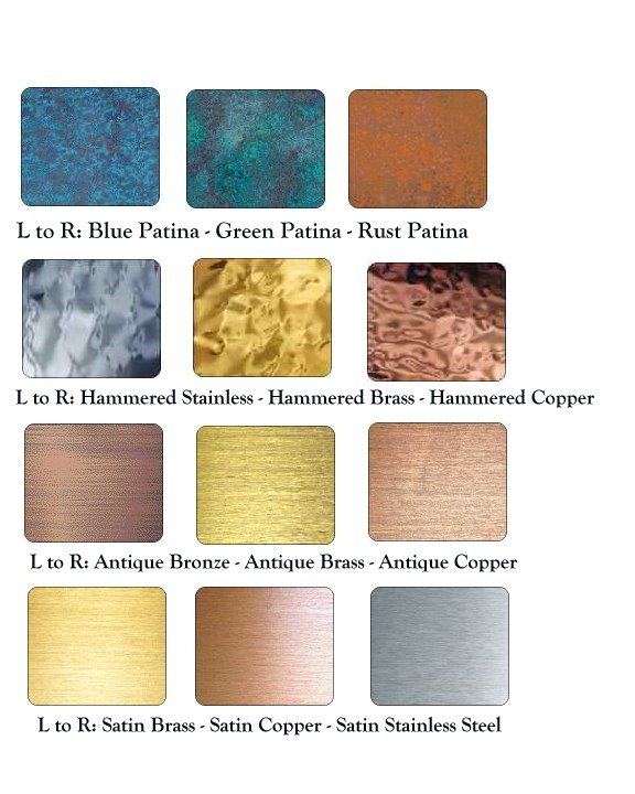 Standard Metal Finishes Chart
